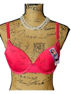 Pink Love 36C Bra T-shirt Lightly padded Underwire Adjust Straps Stylish NEW